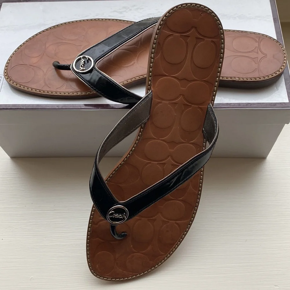 COACH Deney Embossed Calf Sandal - 10B - Picture 6 of 10